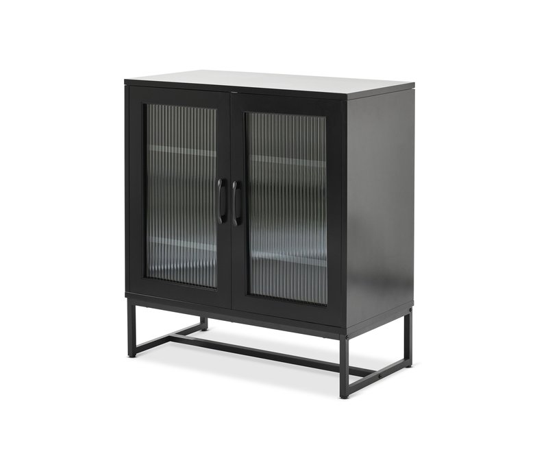 Tchibo - Sideboard mit Glastüren - 80x40x86,5cm - schwarz - Holz / Glas / Metall