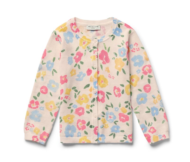 Tchibo - Kinder-Strickjacke - Mädchen - Gr. 134/140 - creme/geblümt