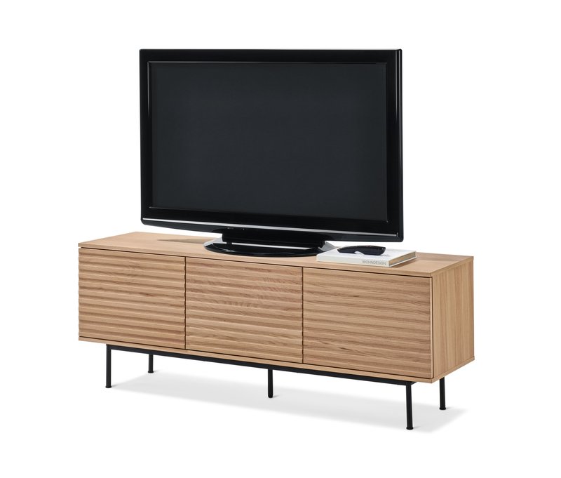 Tchibo - Lowboard »Finnsbo« mit Lamellenoptik - 150x40,1x56,3cm - schwarz - Holz / Echtholzfurnier / Stahl
