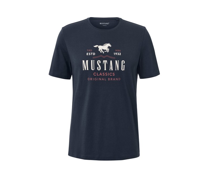 Tchibo - T-Shirt »Mustang« - Herren - Gr. L - blau/print