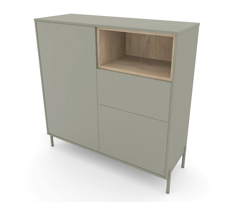 Roba Highboard »Hygge« mit 2 Türen - 115x43x117cm - grün - Holz / Metall / Acryl