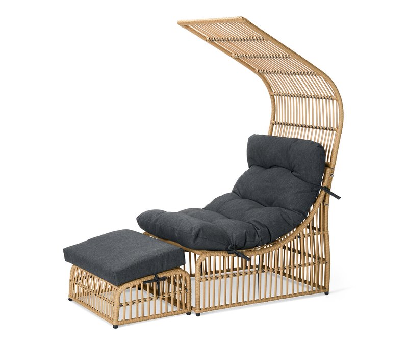 Tchibo - Outdoorsessel mit Dach und herausziehbarem Fußteil - 103x70x152cm - beige - Polyethylen / Stahl / Polyester