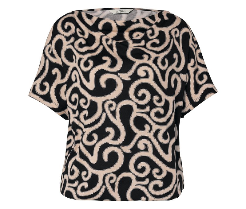 Tchibo - Blusenshirt mit Wasserfallkragen - Damen - Gr. M - schwarz