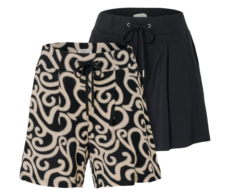Tchibo - 2 Jerseyshorts - Damen - Gr. L - schwarz/print