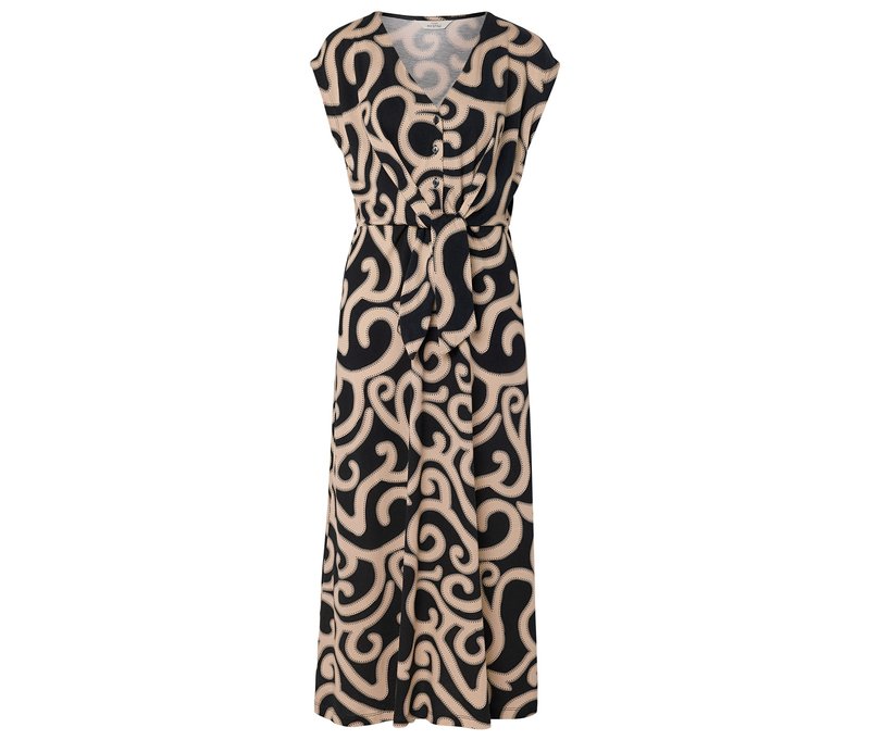 Tchibo - Jerseykleid mit Knoten - Damen - Gr. M - schwarz/geblümt