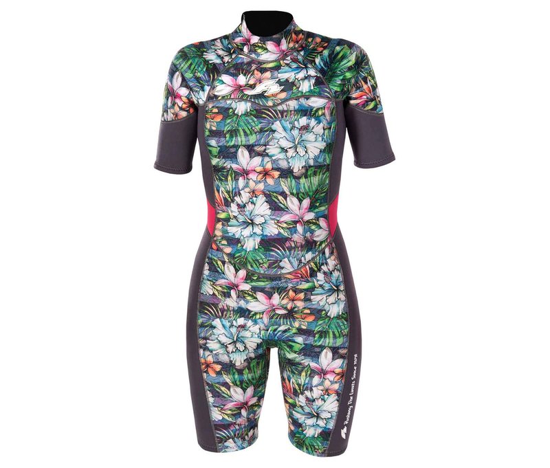 Tchibo - F2 Damen-Neoprenanzug »Happiness Shorty« - Damen - Gr. M - mehrfarbig/geblümt