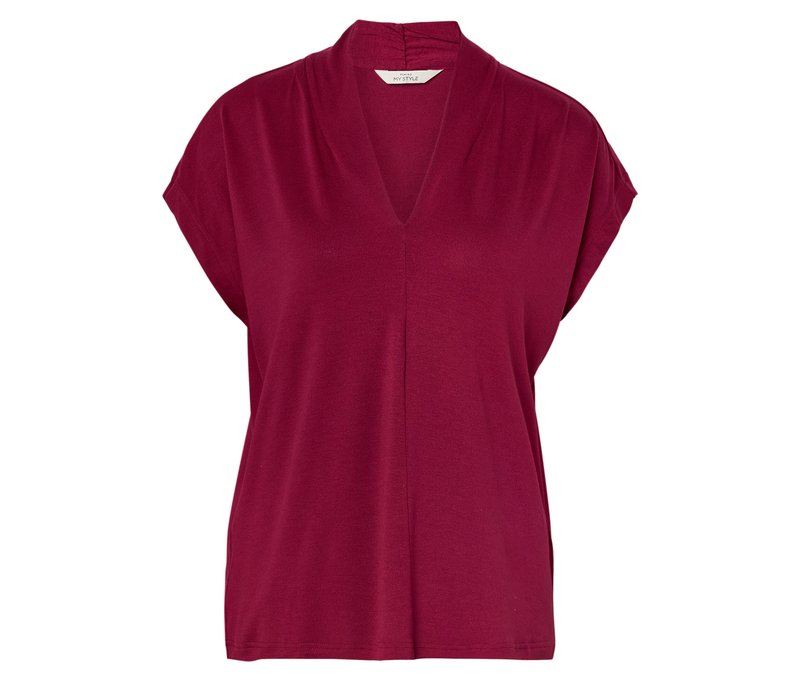 Tchibo - Blusenshirt mit V-Ausschnitt - Damen - Gr. S - dunkelrot