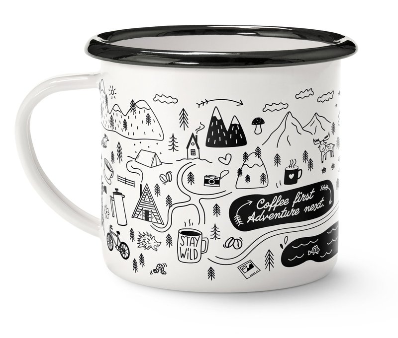 Tchibo - Emaille-Kaffeebecher Adventure - schwarz