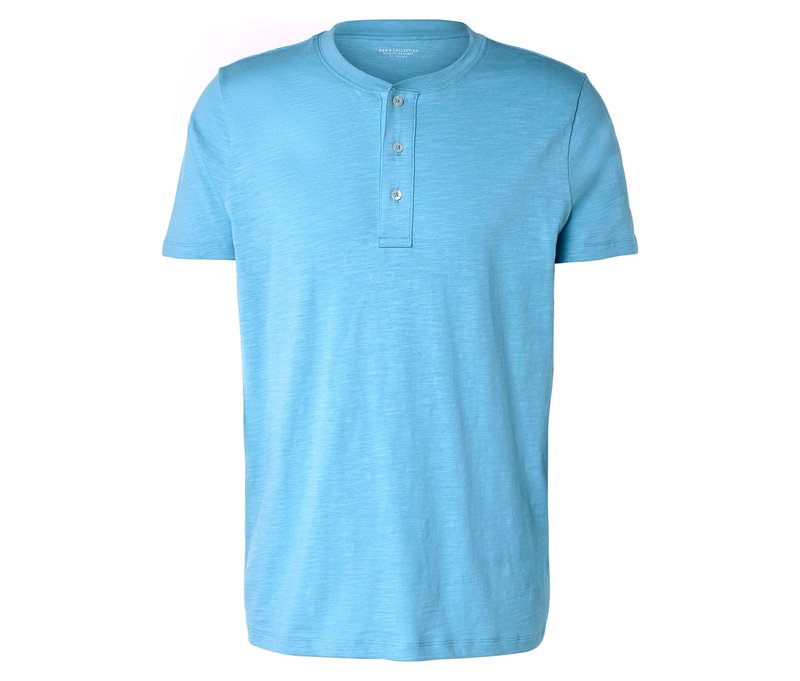 Tchibo - Kurzarm-Henley - Herren - Gr. XL - hellblau