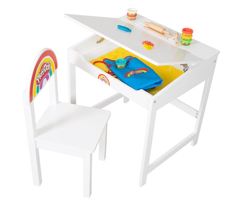 roba x Play-Doh Schulpult mit Zubehör - 55x49x58cm - weiß - Holz