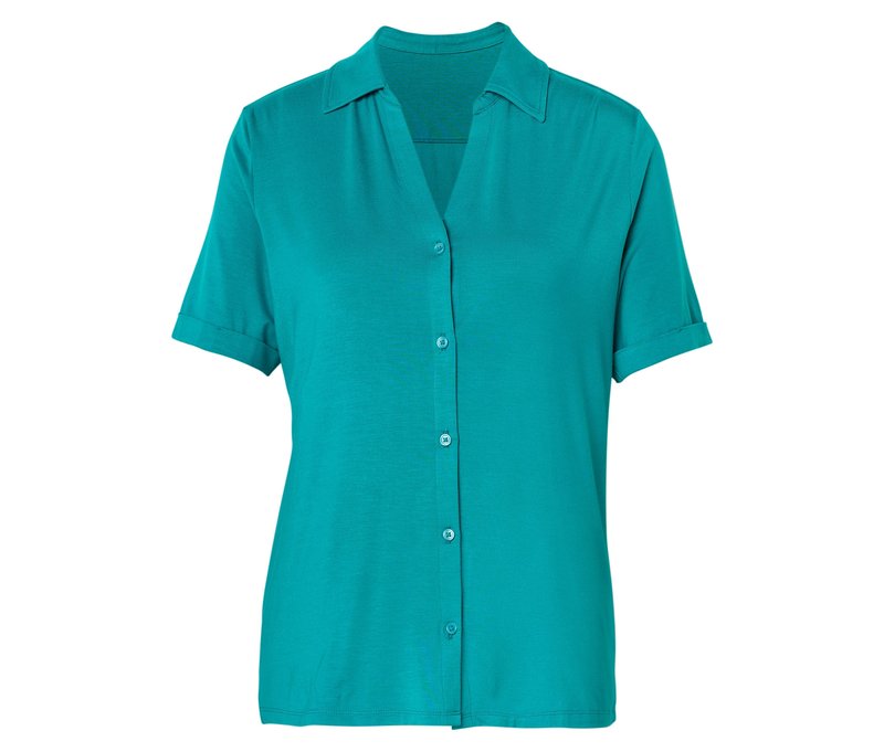 Tchibo - Blusenshirt mit Knopfleiste - Damen - Gr. S - blau