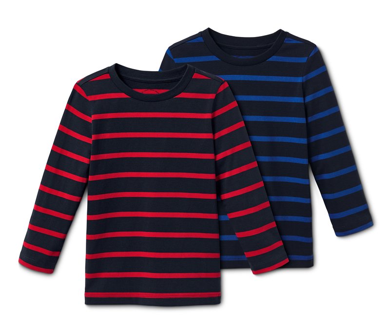 Tchibo - 2 Langarmshirts - Jungen - Gr. 98/104 - blau/gestreift