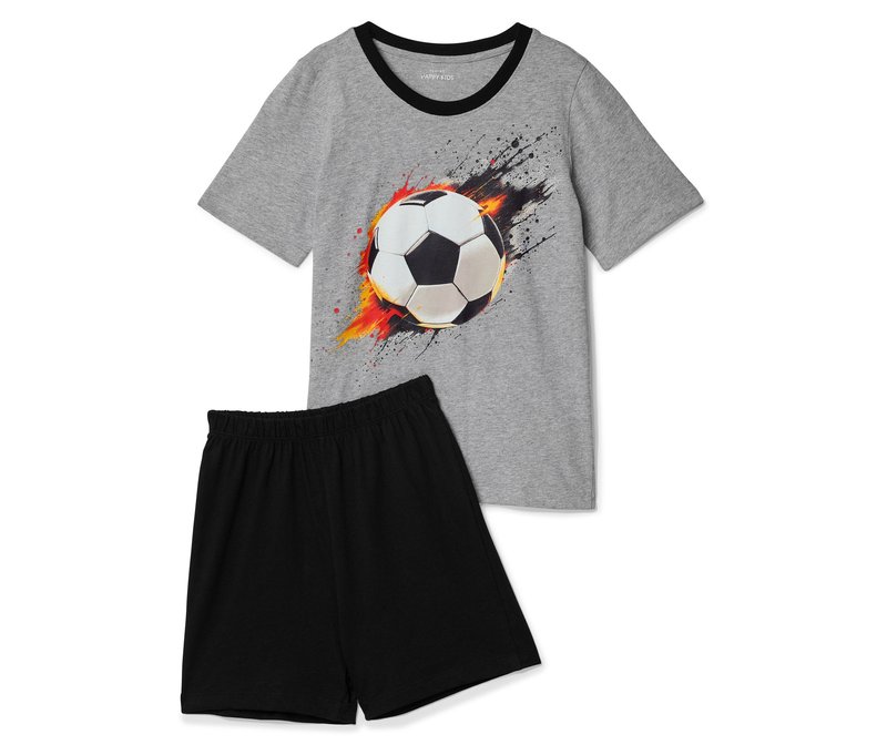 Tchibo - Kurzer Kinder-Pyjama im Fußballdesign - Jungen - Gr. 98/104 - schwarz