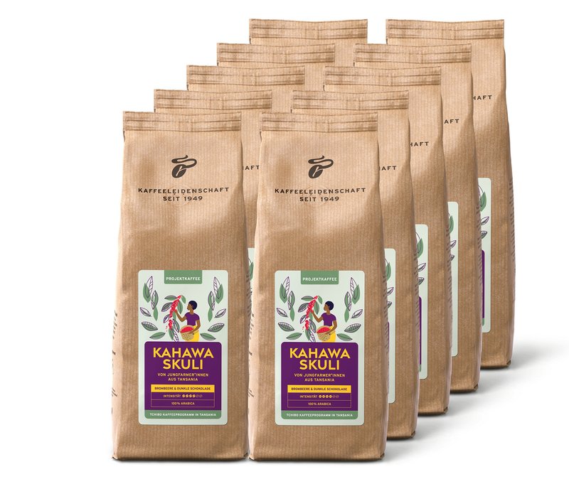 Tchibo - Projektkaffee Kahawa Skuli - 10 x 500 g Ganze Bohne - Intensität: 4/6