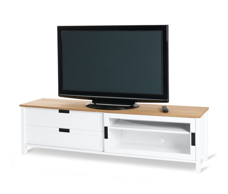 Tchibo - Lowboard »Clara« - 176,5x41x48,5cm - schwarz - Holz / Echtholzfurnier / Glas