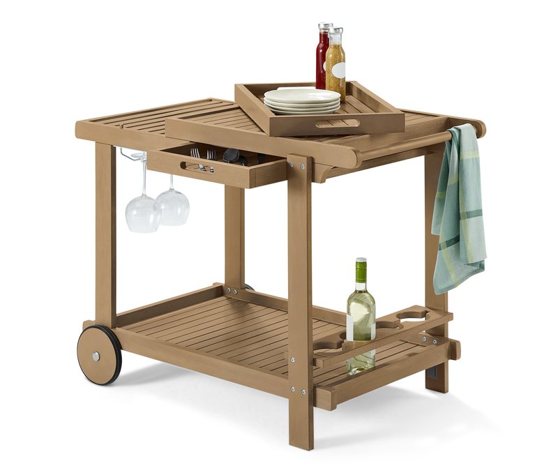 Tchibo - Grillwagen »Lenja« mit 2 Tabletts - 100x55x76cm - braun - Akazienholz / Stahl / Polypropylen