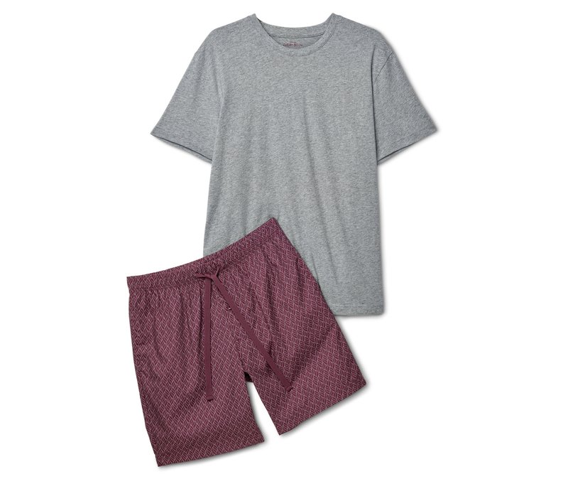 Tchibo - Shorty-Pyjama-Set - Herren - Gr. S - weinrot/print