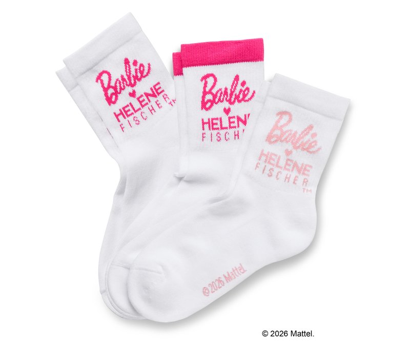 Tchibo - 3 Paar Barbie loves Helene Fischer Tennissocken - Mädchen - Gr. 31-34 - weiß