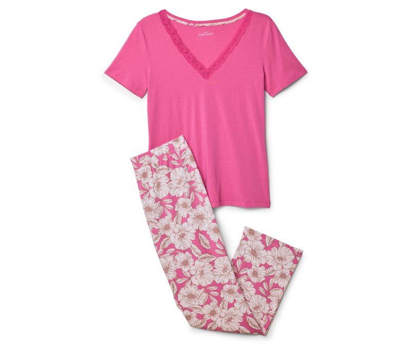 Tchibo - Pyjama-Set - Damen - Gr. XL - pink/geblümt