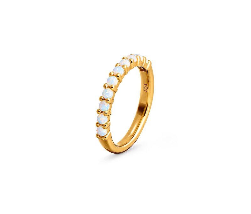 Tchibo - 925 Silber Ring mit synthetischen Opalen - Damen - Gr. 18 - hellblau