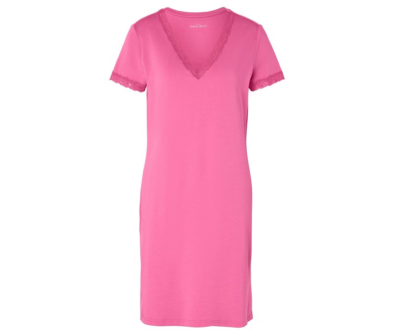 Tchibo - Nachthemd mit Spitzenbesatz - Damen - Gr. XL - pink