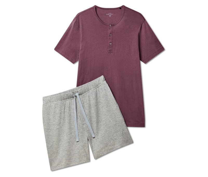 Tchibo - Shorty-Pyjama-Set - Herren - Gr. S - weinrot