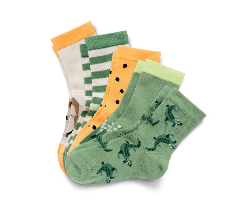 Tchibo - 5 Paar Kinder-Socken - Gr. 31-34 - schwarz/jacquard