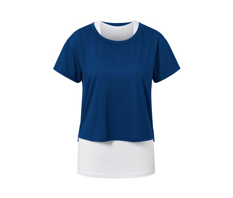 Tchibo - 2-in-1-Kurzarm-Sportshirt - Damen - Gr. L - dunkelblau