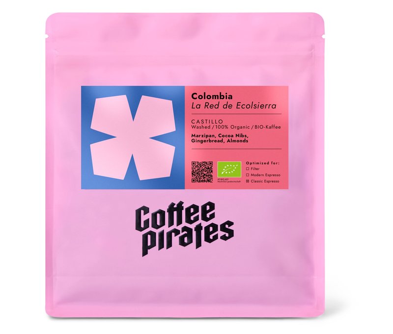 Coffee Pirates – Colombia La Red de Ecolssierra Bio Espresso - 250 g Ganze Bohne - Intensität: 5/6