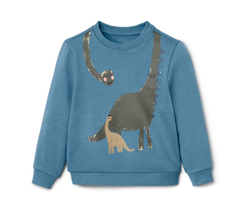 Tchibo - Kinder-Sweater mit Dino-Applikation - Kinder - Gr. 122/128 - blau