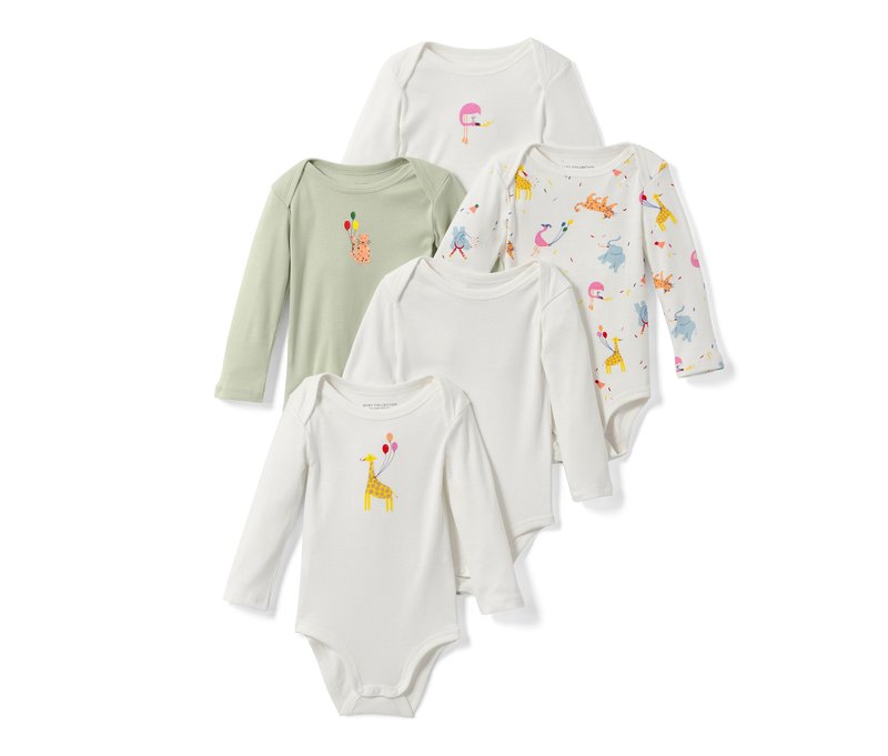 Tchibo - 5 Baby-Bodys mit Mitwachsfunktion - Kinder - Gr. 98/104 - mintgrün/print