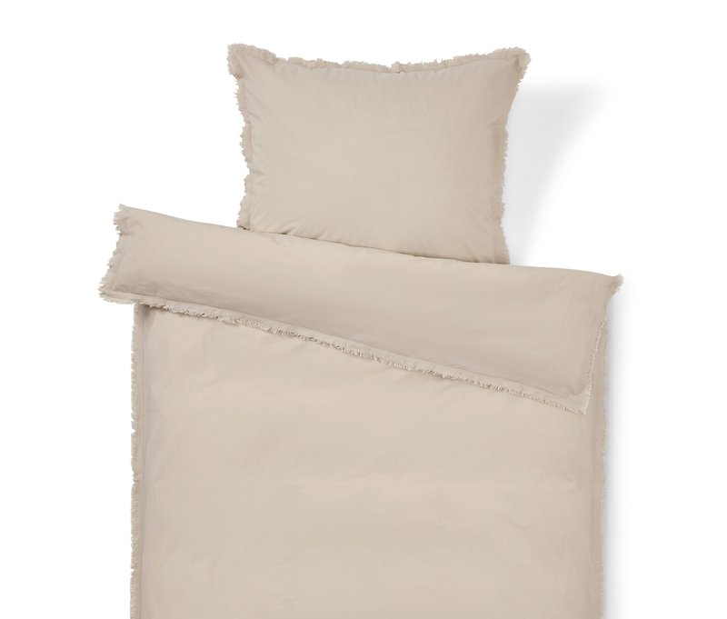 Tchibo - Premium-Perkal-Bettwäsche mit Fransen - beige