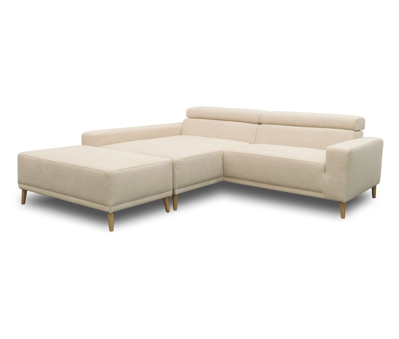 Domo Eck-Schlafsofa »Malmö« mit Hocker - 248x172x72cm - creme - Polyester / Acryl / Holz