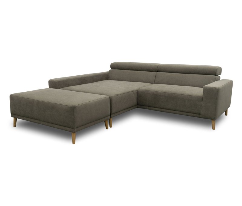 Domo Eck-Schlafsofa »Malmö« mit Hocker - 248x172x72cm - grau - Polyester / Acryl / Holz