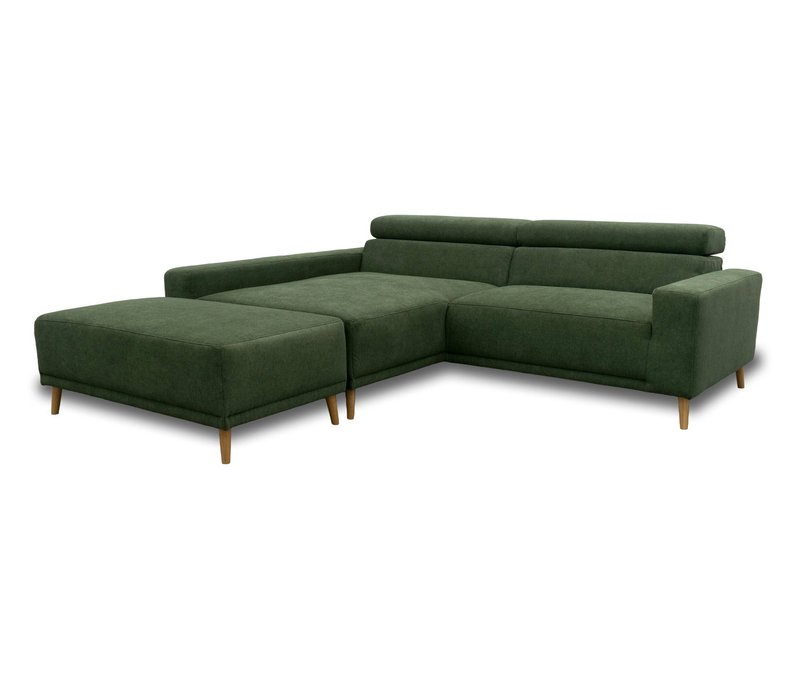 Domo Eck-Schlafsofa »Malmö« mit Hocker - 248x172x72cm - dunkelgrün - Polyester / Acryl / Holz
