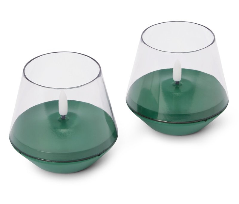 Tchibo - 2 LED-Outdoor-Kerzen - 8x8x7,5cm - grau - Kunststoff