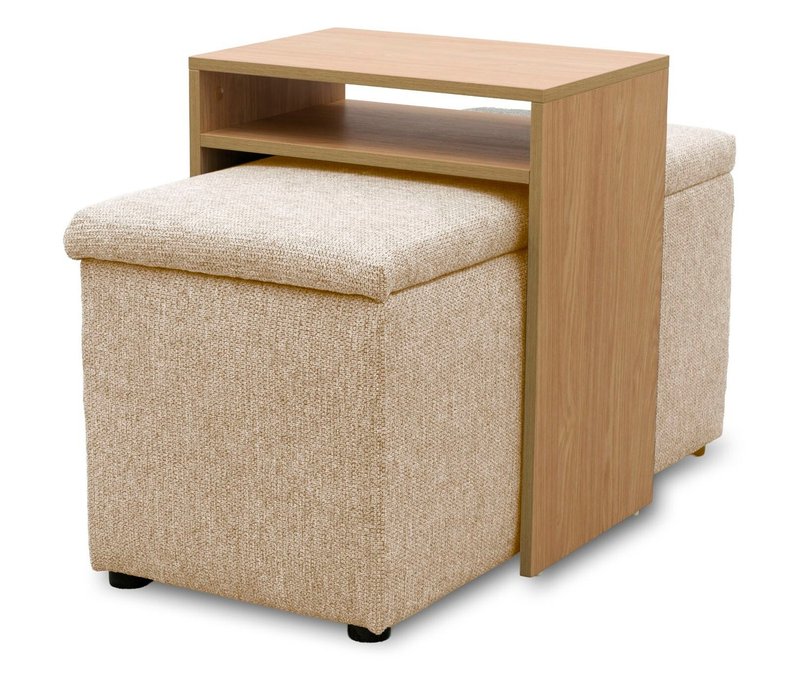 Domo Hocker mit Tisch »Kopenhagen« - 91x41x43cm - beige - Polyester / Acryl / Holz