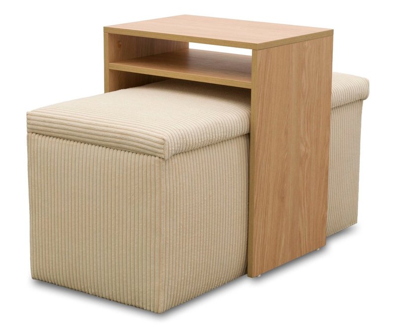 Domo Hocker mit Tisch »Kopenhagen« - 91x41x43cm - creme - Polyester / Acryl / Holz