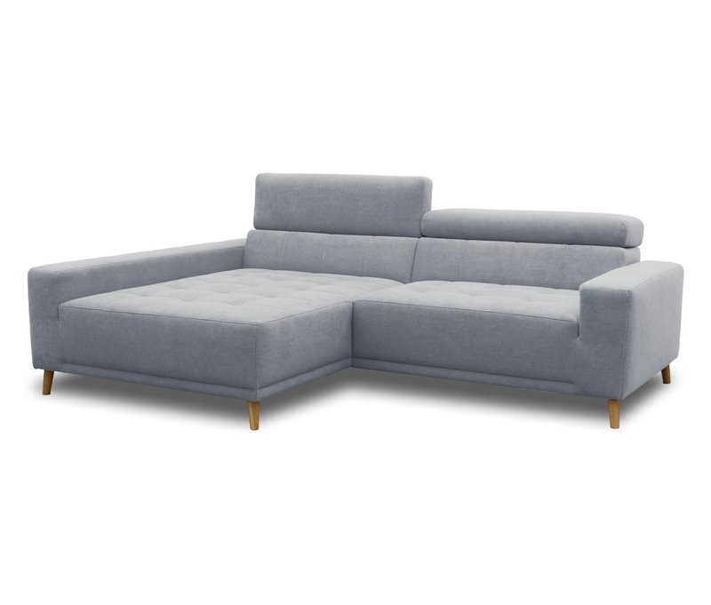 Domo Ecksofa mit Longchair »Helsingborg« - 248x172x44cm - blau - Polyester / Holz / Vlies