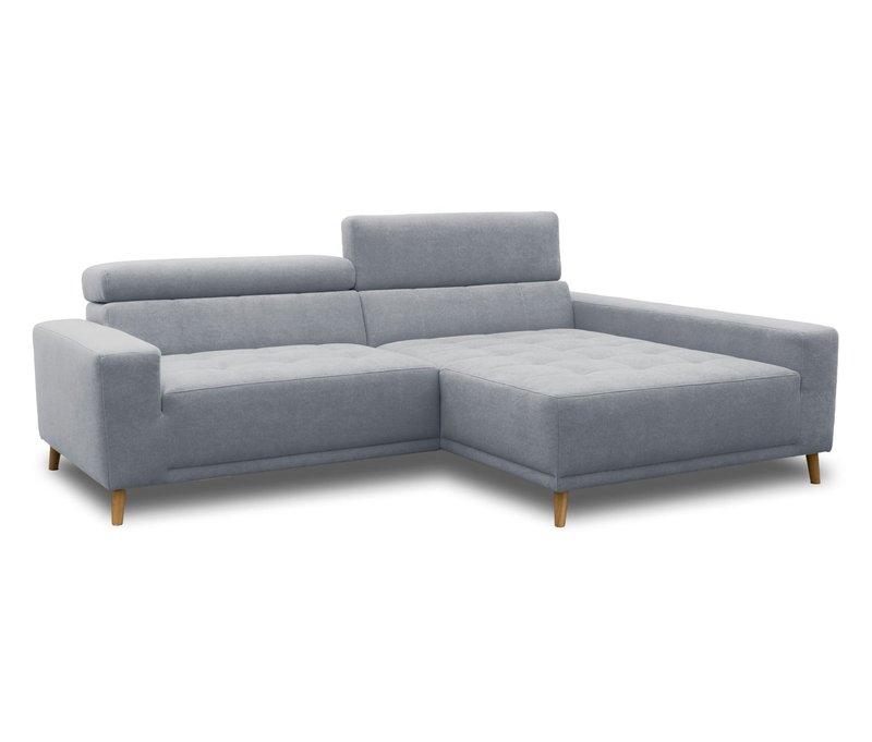 Domo Ecksofa mit Longchair »Helsingborg« - 172x248x44cm - blau - Polyester / Holz / Vlies