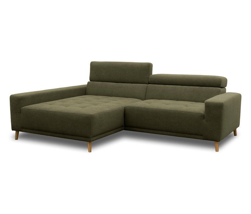 Domo Ecksofa mit Longchair »Helsingborg« - 248x172x44cm - braun - Polyester / Holz / Vlies