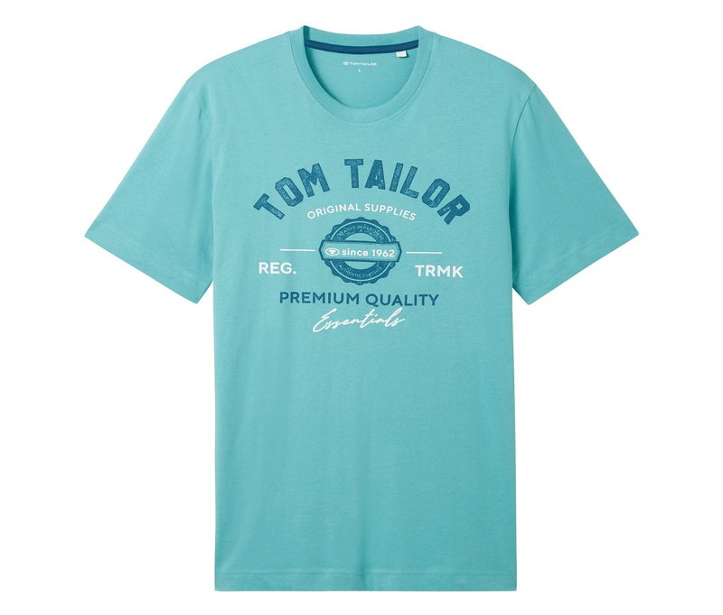 Tom Tailor T-Shirt mit Logo - Herren - Gr. M - türkis
