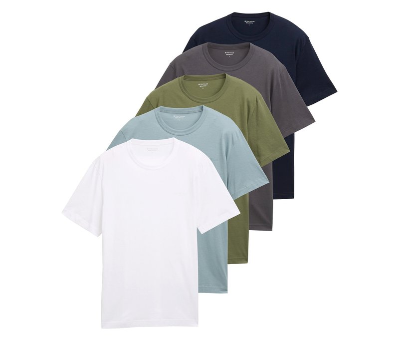 5 Tom Tailor T-Shirts mit Logo - Herren - Gr. XXL - dunkelgrau