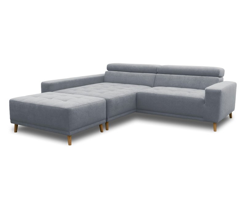 Domo Ecksofa mit Hocker »Helsingborg« - 248x172x44cm - blau - Polyester / Holz / Vlies