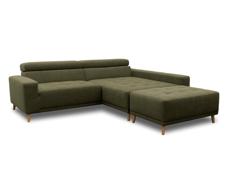 Domo Ecksofa mit Hocker »Helsingborg« - 172x248x44cm - braun - Polyester / Holz / Vlies