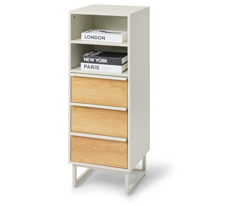 Tchibo - Schubladenturm »Leeg« mit 3 Schubladen und 2 Fächern - 40x40x107,5cm - hellgrau - Stahl