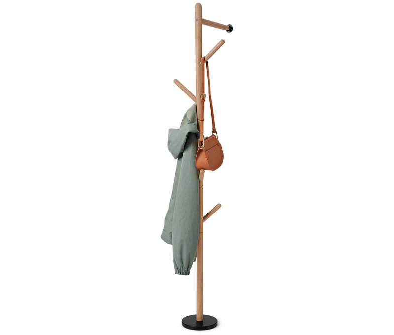 Tchibo - Kleiderständer zur Wandbefestigung - 20x43,8x175cm - schwarz - Rubberwood-Holz / Holz