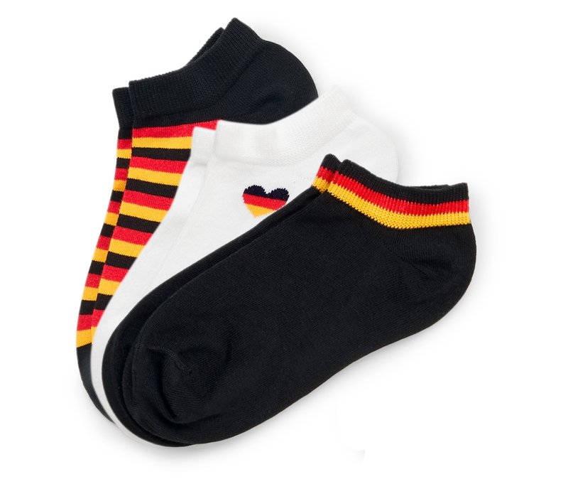Tchibo - 3 Paar Sneakersocken im Deutschland-Dessin - Damen - Gr. 35-38 - schwarz/gestreift