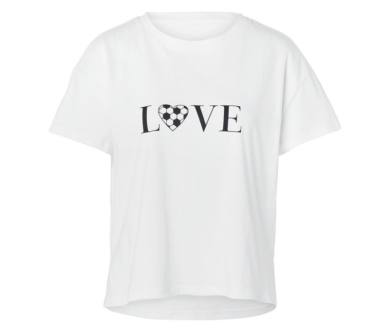 Tchibo - Sportshirt »Fußballliebe« - Damen - Gr. S - weiß/print