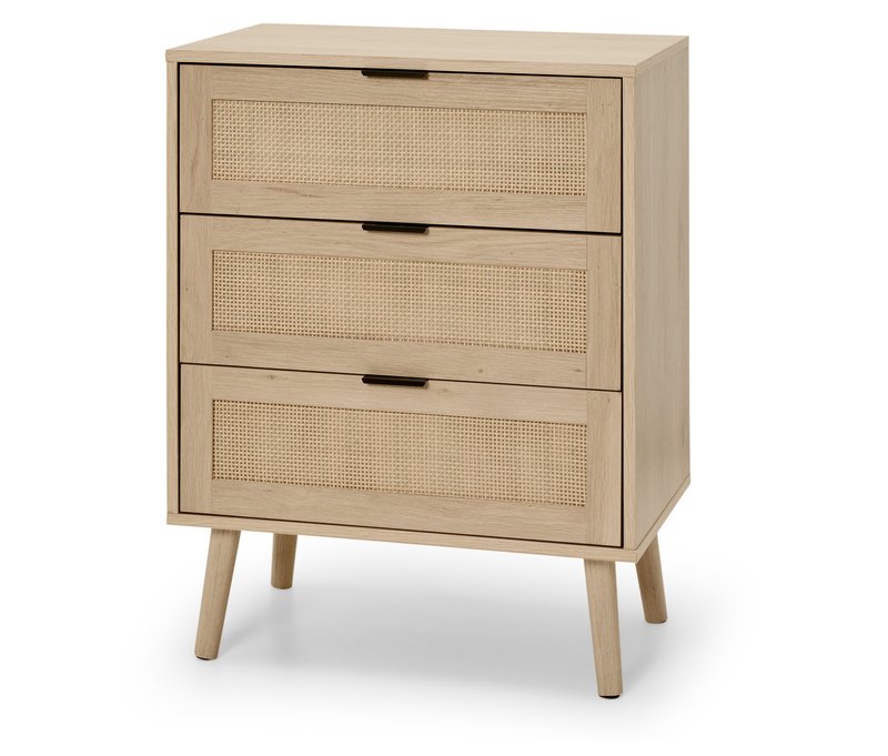 Tchibo - Kommode - 60x39x77cm - schwarz - Holz / Rattan / Kunststoff